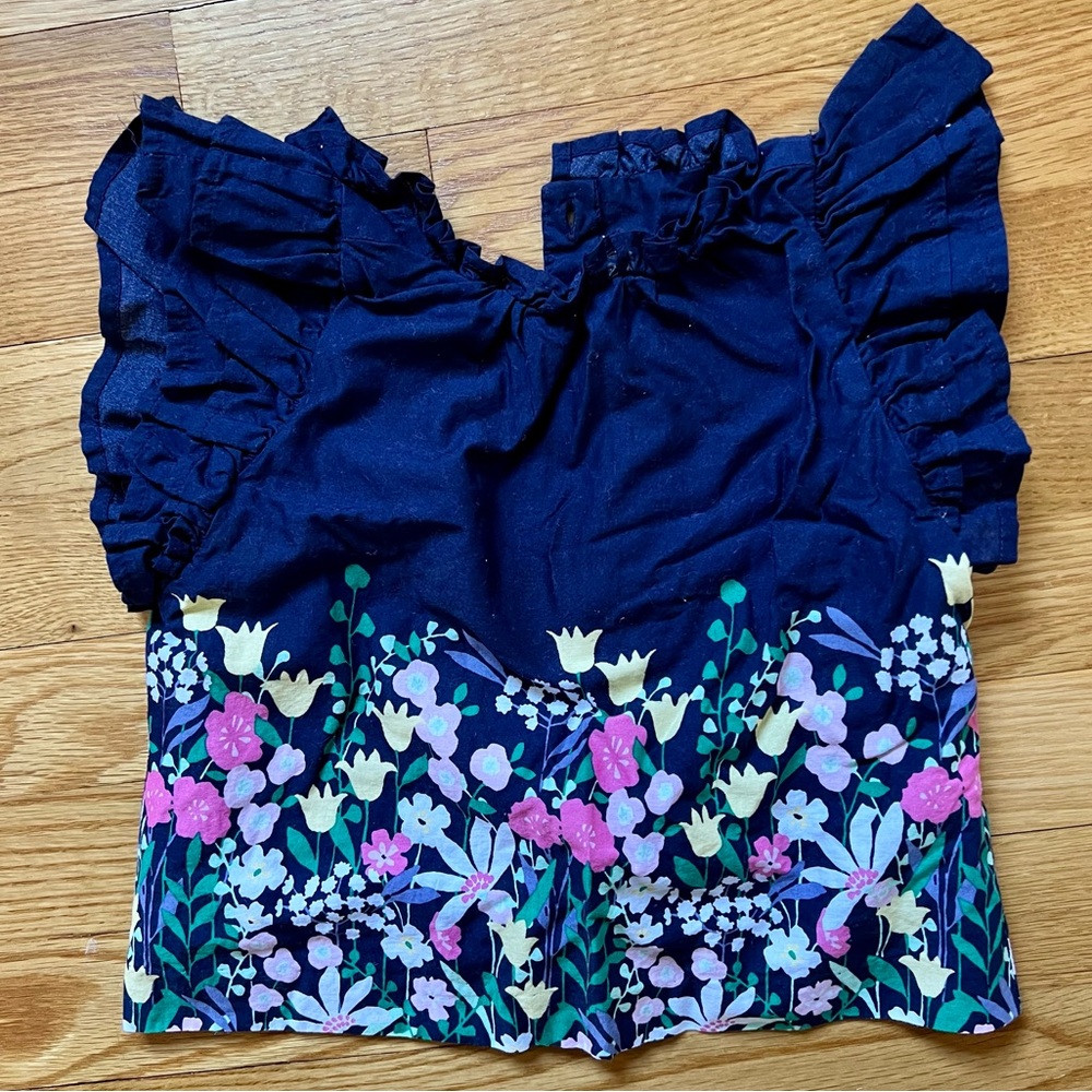 Janie and Jack Navy Floral Sleeveless Top Size 2T